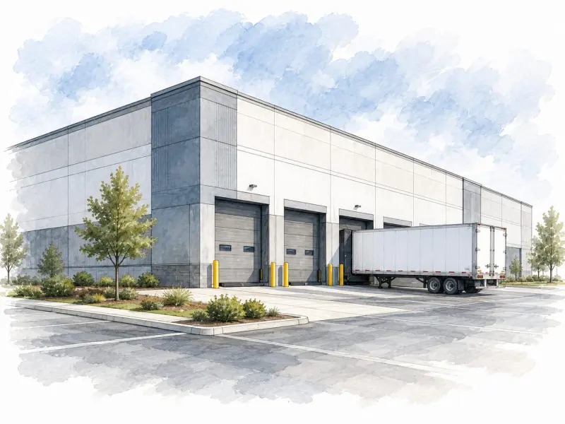 Illustration of a distribution warehouse with loading docks