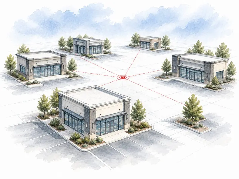 Illustration of a network of retail locations served by one program