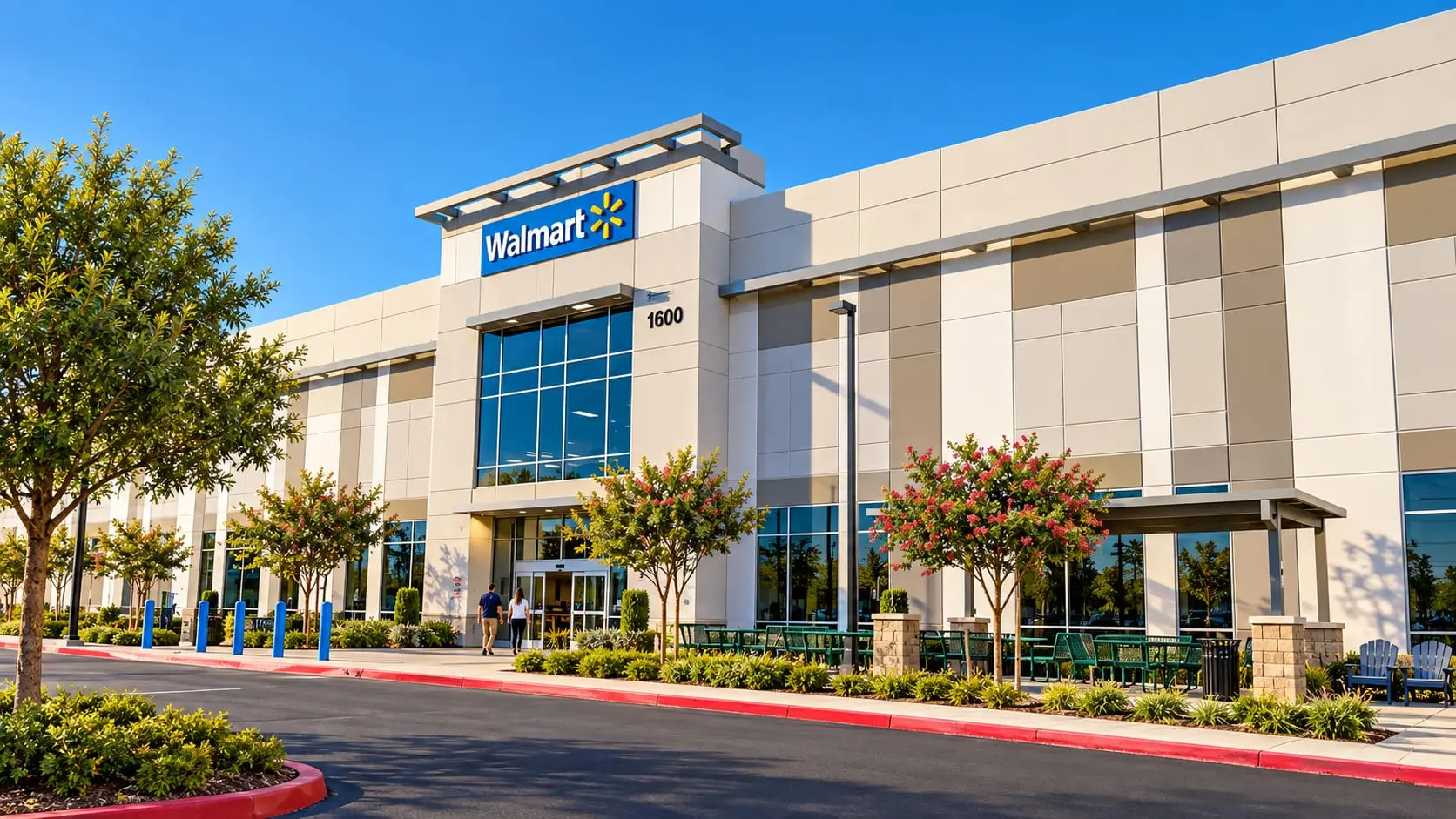 Office entrance of Walmart's distribution center in Colton, California